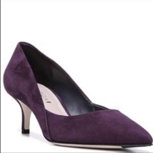 Via Spiga Medora Suede Pumps Kitten Heel Pointy Toe Purple Size 9